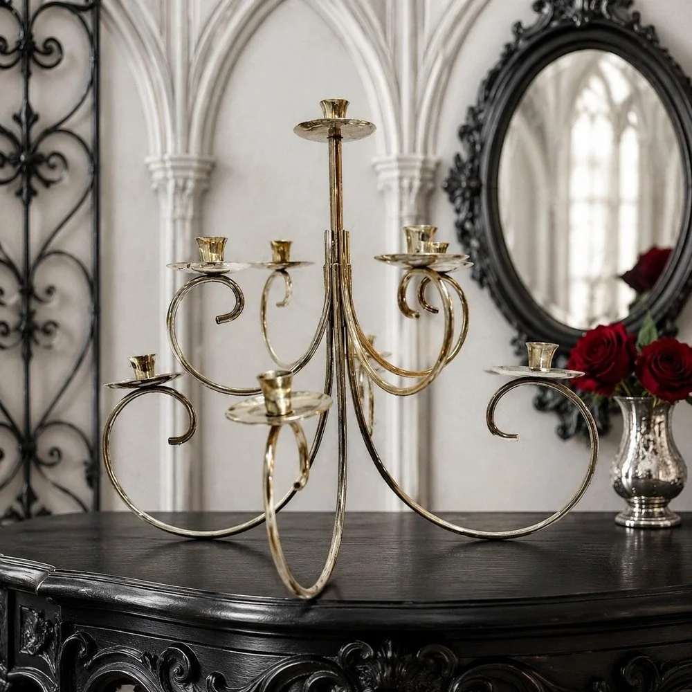 Vintage Mid Century Modern Silver Plated Candelabra Asymmetrical Multi Branch